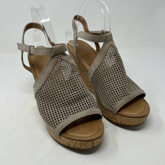 Franco Sarto Canyon Perforated Laser-Cut Cork Platform Womens Wedge Sandal 10M - Picture 2 of 14